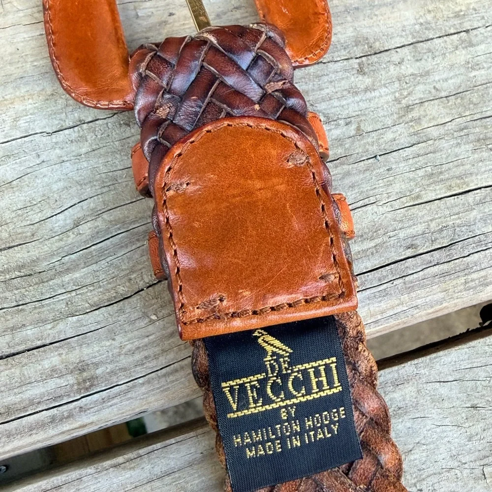 Vintage De Vecchi by Hamilton Hodge Woven Leather Belt Made in Italy‎ Brown
